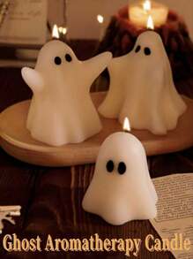 1pc Halloween Ghost Scented Candle, Spooky Atmosphere Festive Gift, Hand-Made Smokeless Candle, Suitable For Dining Table, Party, Birthday Cake, Home Decor, Wedding Party Decor, Fragrant Candle, Suitable For Halloween, Thanksgiving, Christmas Party,Christmas Halloween Decor Room Decor