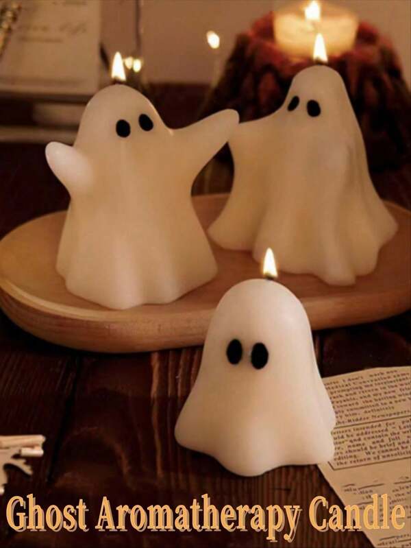 1 Stück Halloween Geister duftkerze, unheimliche Atmosphäre Festliches Geschenk, handgefertigte rauchlose Kerze, geeignet für Esstisch, Party, Geburtstagskuchen, Heimdekoration, Hochzeitsparty-Dekoration, duftende Kerze, geeignet für Halloween, Thanksgiving, Weihnachtsparty, Weihnachten
