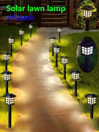 12pcs Solar Powered LED Path Lights, Warm/Cool White Light, Auto On/Off, Waterproof, For Garden, Pathway, Patio - Up To 10 Hours Lighting, Ideal For Christmas, Walkway, Yard And Landscape Decoration