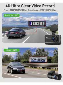 GMAIPOP 行車記錄器4k Wifi攝像頭,配有32g Sd卡,前後車用wifi行車記錄器,車載黑匣子