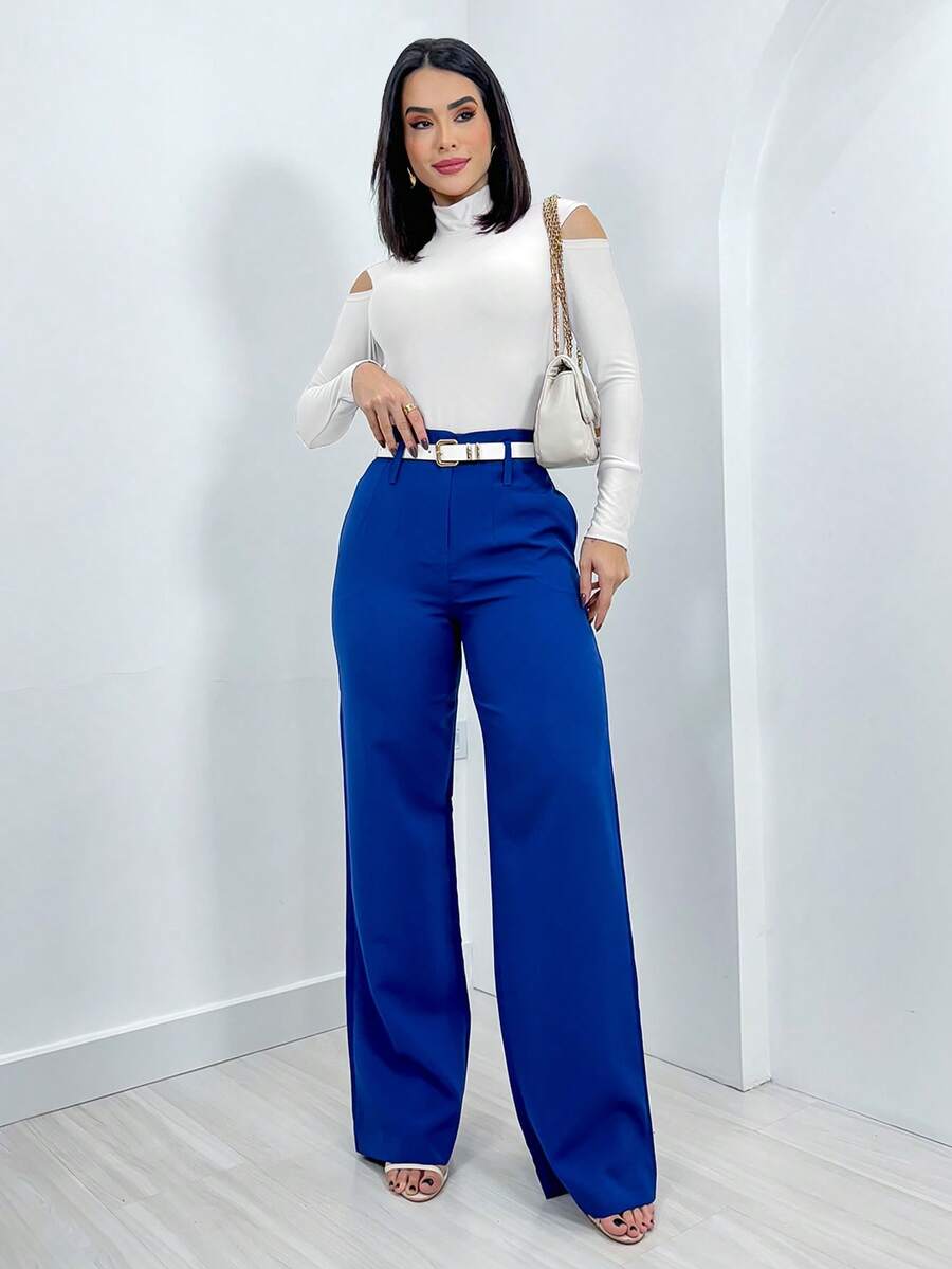 Swisz WOMEN'S BODYSUIT LONG SLEEVE HIGH NECK OPEN SHOULDER WINTER - 白色 - 查看 1
