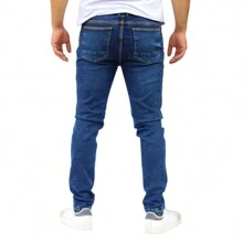 Pantalón Semiskinny de Mezclilla Stretch para Hombre John Silver - Azul lavado medio - Ver 2