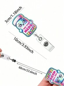 1 cuộn huy hiệu có thể thu vào Take Your Meds, giá đỡ huy hiệu tên Acrylic vui nhộn có kẹp ID cho sinh viên y tá bác sĩ - Màu vàng - Xem 2