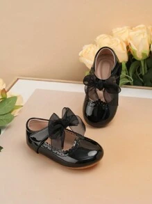 1 Paar niedliche Schmetterlingsdekor Babyschuhe mit massierender Sohle aus fester Kunstleder-Optik, rutschfest, geeignet für Frühling und Herbst