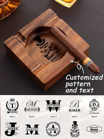 Personalized Handmade Wooden Fashionable Ashtray, Customized Text,Groomsman Gift, Perfect Gift For Dad Wedding Party Souvenir, Gift For Smokers,For Holiday Beach, Bathroom Collection, Bedroom Collection, Large Capacity