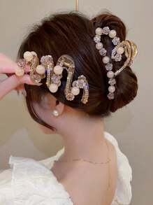 topshiny 1pc Elegant Shiny Beaded Rose Flower, Heart & Wavy Hair Claw Clip, Sophisticated Hair Accessory For Women Valentine Hair Clips Hair Jaw Clip Hair Clamps Hair Clutch Hair Claw Clip Fall Winter Hair Accessories For Women For Vacation Outfits Woman