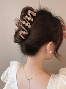 topshiny 1pc Elegant Shiny Beaded Rose Flower, Heart & Wavy Hair Claw Clip, Sophisticated Hair Accessory For Women Valentine Hair Clips Hair Jaw Clip Hair Clamps Hair Clutch Hair Claw Clip Fall Winter Hair Accessories For Women For Vacation Outfits Woman