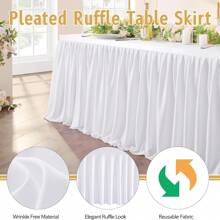 1 pièce Jupe de table transparente blanche élégante, convient pour les tables longues ou rondes, détachable avec attache et boucle, parfait pour les mariages, anniversaires, et idéal pour les tables rectangulaires ou rondes, fait main - idéal pour la présentation de gâteaux et desserts