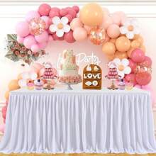 1 pièce Jupe de table transparente blanche élégante, convient pour les tables longues ou rondes, détachable avec attache et boucle, parfait pour les mariages, anniversaires, et idéal pour les tables rectangulaires ou rondes, fait main - idéal pour la présentation de gâteaux et desserts