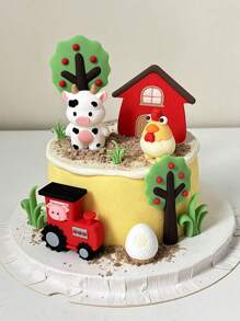 1 件农场主题蛋糕装饰拖拉机小猪小鸡蛋娃娃装饰果树蛋糕装饰奶牛蛋屋蛋糕装饰装饰 - 彩色 - 查看 9