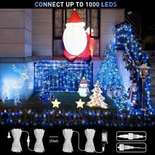 JMEXSUSS Blue And White String Lights Outdoor Indoor, 200 LED Christmas String Lights Clear Wire, 66ft Christmas Lights Plug In For Bedroom Tree Room Party Decorations - 藍白色 - 查看 6