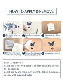 2pcs Butterfly Tattoo Stickers, Temporary Tattoos With Butterfly Pattern, Waterproof And Easy To Use, Suitable For Women On Arms, Hands, Feet And Legs, Disposable Fake Tattoo, Essential For Parties And Music Festivals - Black - View 8