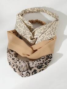 3pcs Girls' Fabric Criss-Cross Elastic Headbands Set - Multicolor - View 3