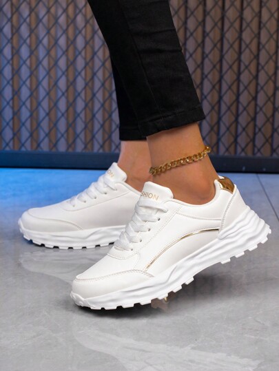 Damen Mode Lässig Sportschuhe, weiße Schuhe für Herbst/Winter, Große Größen