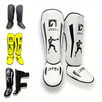  1 Pair Lekaro Adult Professional Boxing Fighting Shin Guards Muay Thai Mma Shin Guards Taekwondo Free Fighting Leg Protection