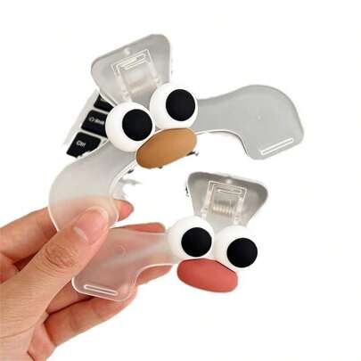 1pc Cartoon Big Eyed Transparent Marker Clip, Suitable For Marking Music Score Books And Files