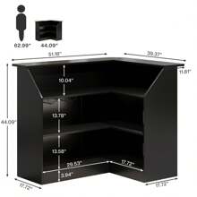 Tribesigns Tribesigns Bar Cabinet, L-Shaped Home Bar Table With Stemware Racks, 4-Tier Corner Bar Unit Liquor Wine Bar Table Reception Desk For Home Pub, Black