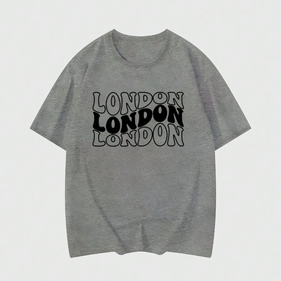 Shirt T-Shirt T-Shirt "London Written 3x" - Màu Xám nhạt - Xem 1