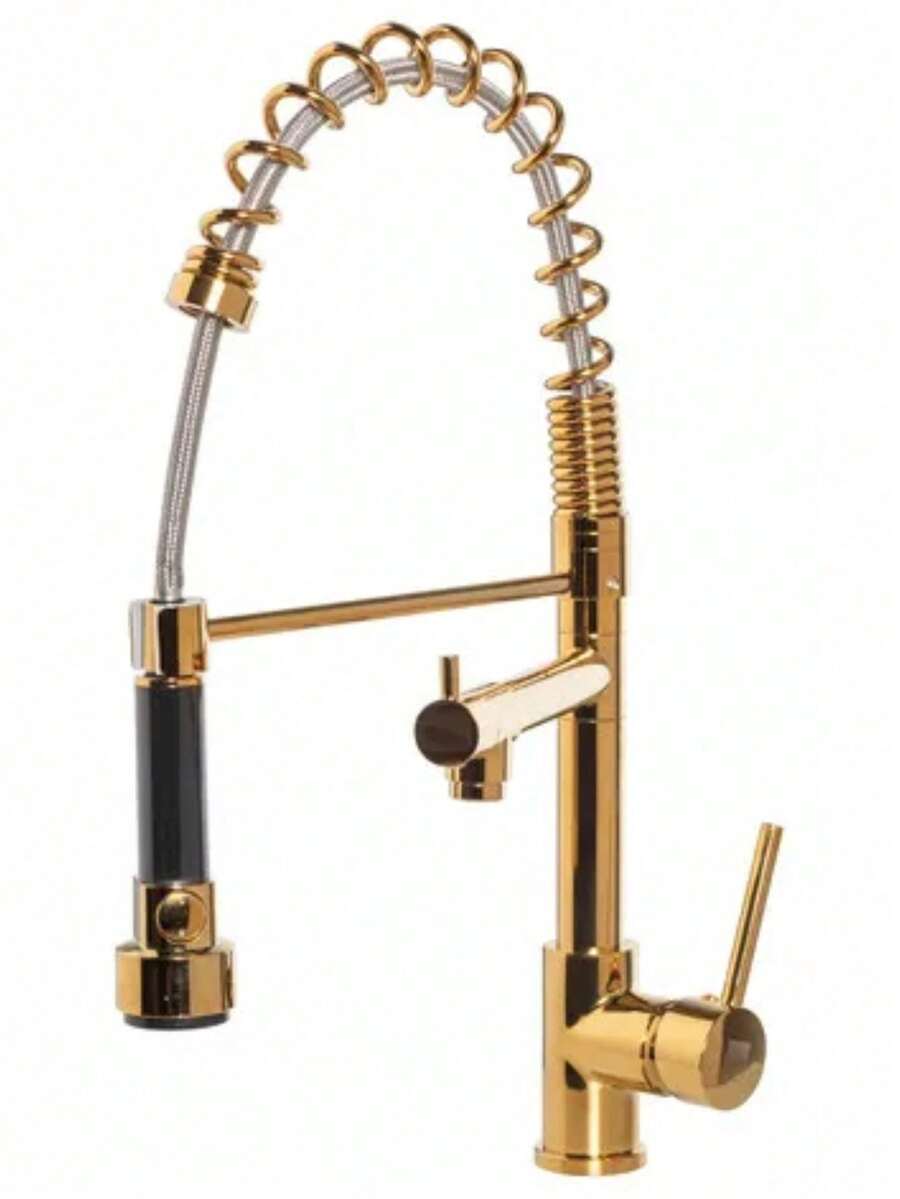 Gourmet Single Lever Gold Kitchen Tap 50 Cm Gold Color - 彩色 - 查看 1