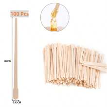 Set de 100 piezas de palitos de cera - Juego de 5 tamaños de palitos de madera para depilación corporal, aplicadores y espátulas, productos y accesorios para el cabello para barbería, salón de belleza y artículos esenciales de viaje - Caqui - Ver 12