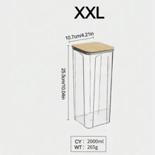 1入組密封食品儲存罐，帶木質蓋，適用於咖啡豆/穀物，塑料廚房儲存容器 - 圓形透明 - 查看 15