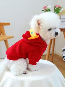 PETCIRCLE 1 bộ quần áo nỉ ấm áp cho chó mèo cưng dành cho chó con nhỏ, mềm mại và thoải mái, thiết kế cho năm mới của Trung Quốc - Đỏ - Xem 6