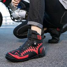 Męskie profesjonalne sportowe buty motocyklowe do zawodów outdoorowych, wysokie, odporne na ścieranie, odporne na uderzenia, antypoślizgowe, jesienno-zimowe buty sportowe, sznurowane - Czarny czerwony - Zobacz 4