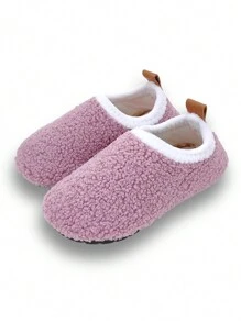 Children's Indoor Slippers, Solid Purple Color, Soft Bottom, Warm Winter House Shoes For Girls - Purple - View 7