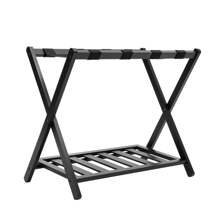 Foldable Luggage Rack With Shelf Travel Suitcase Shoe Storage Holder Bamboo Stand Room Decor Home Decor Fall Decor Bedroom Decor Luggage Racks Back To School Travel Essentials Room Decor, Home Decor, Bedroom Decor Storage Organization And Storage - Black - View 11