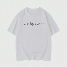 T-Shirt T-Shirt "California Written Minimalist Cursive Letter" - 白色 - 查看 1