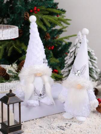 1pc/2pcs, White Standing Ornament, Adapted To The Theme Party Scene Layout And Home Decor Of The Festive Souvenir Atmosphere Best Gifts Birthday Christmas Decorations Room Decor Christmas Winter Christmas Decorations Home Christmas Gifts Christmas Decor