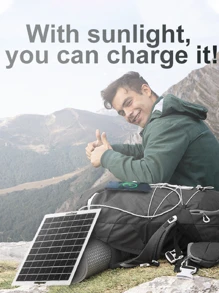 1pc Waterproof 20W Solar Charger USB Solar Power Bank For Outdoor Travel & Camping - Portable Solar Panel Powerbank For Phone, Flashlight, Fan - White - View 2