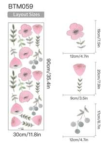 1pc Ins Style Fresh Floral, Leaf & Flower Pattern Wall Sticker, For Doorway, Bedroom, Background Decoration, Removable,Stickers,Wall Decal, Vinyl Decal For Home Decorations,Spring Decoration Items Refresh Your Home,Rama Decoration Stickers Gifts Birthday Graduation - Multicolor - View 11