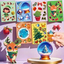 Christmas Decoration 6pcs/Set DIY Christmas Reindeer & Snowflake Crystal Ball Puzzle Stickers, Cartoon Decor Combo For Holiday Party, Interactive Games, Birthday Gifts - Multicolor - View 12