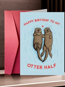 “1 张搞笑生日贺卡！‘祝我的水獭宝宝生日快乐！’ 在欧洲和美国生日和周年纪念日中非常流行！适合男朋友/女朋友、妻子/丈夫、未婚夫。可爱的动物幽默。附有信封。有趣又可爱。” - 彩色 - 查看 9