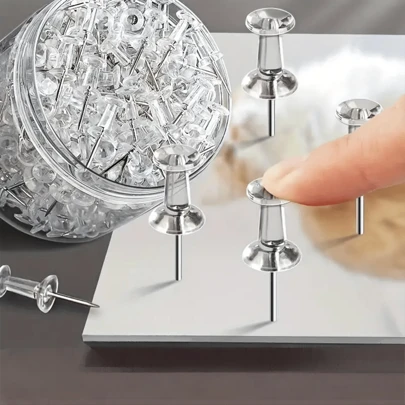 100/50/20 件图钉挂钩、塑料头图钉、透明墙面图钉、织物墙面透明图钉、软木公告板地图照片日历、家庭办公学校用品返校