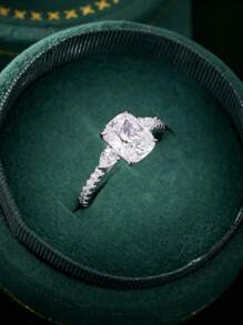 1 chiếc nhẫn đính hôn bằng bạc Sterling S925 mạ Rhodium, khảm đá Moissanite tổng hợp 3ct, chất lượng cao, tinh tế, thích hợp làm quà tặng/hẹn hò/cô dâu/lễ cầu hôn/đám cưới - Bạc - Xem 4