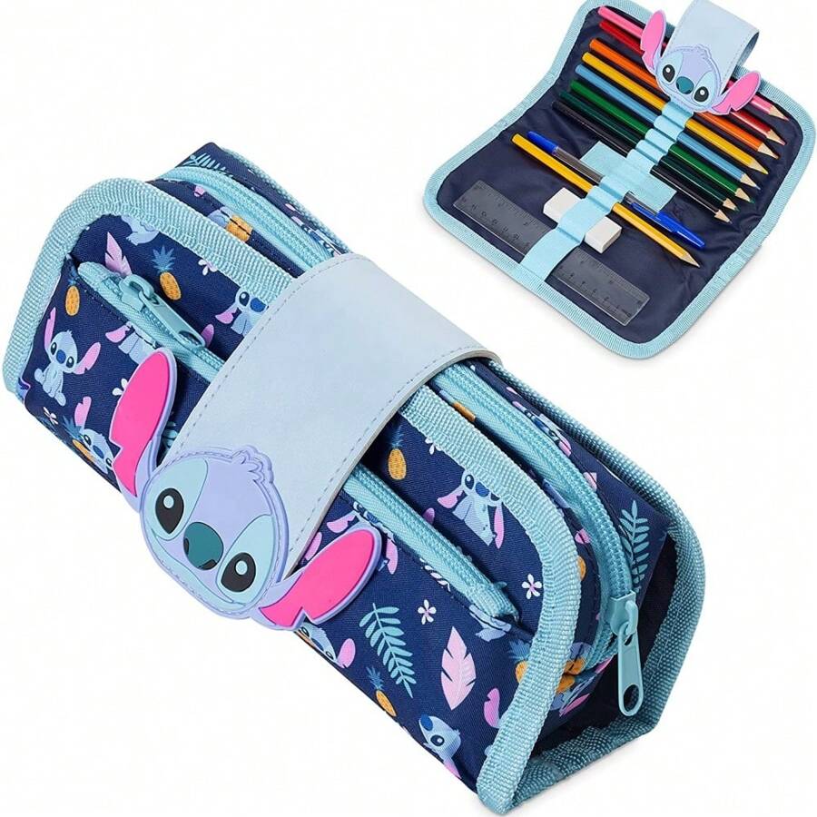 Disney Stitch Pencil Case School Supplies Cases With Stationery Gift - Blue - View 1