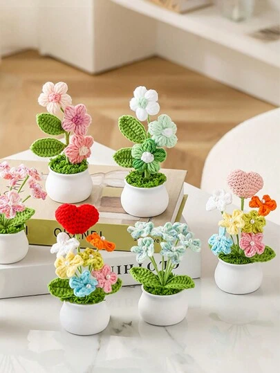1 chậu cây trồng trong chậu móc thủ công hoàn thiện "Don't Forget Me", chậu cây trồng trong chậu dệt tay, trang trí nhà cửa, đồ trang trí văn phòng, đồ trang trí xe hơi, quà tặng cho ngày lễ tình nhân, ngày của mẹ, quà tặng giáng sinh, ngày lễ tình nhân, quà tặng