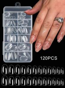 120Pcs Clear Nail Tips Soft Gel Nail Tips Short Full Cover Short Oval Artificial False Press On Nails For Home Diy - Clear - View 11