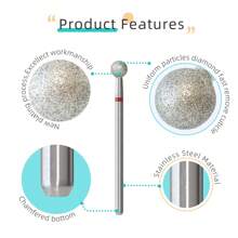 hytoos 球形金刚石指甲钻头细粒度旋转角质层清洁磨头美甲钻头钻机配件