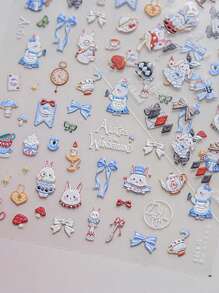 MAOMIA 1个蝴蝶结兔子美甲贴 DIY艺术可爱风格秋季5D美甲装饰贴片美甲用品美甲贴纸 - 彩色 - 查看 5