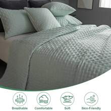 Luxury Quilted 3 Piece Bedspread Embossed Pattern For All Season 220 X 240CM Soft Microfiber Reversible Patchwork Beddings Set Bed Throw For Bedroom Decor Reversible Coverlet - Mint Green - View 6
