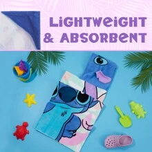 Disney Stitch Bath Towel Hood & Absorbent Changing Robe Poncho Swimming Shower Beach Holiday Essentials - Multicolor - View 4