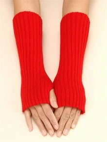 1 par de mangas tejidas a rayas de 28cm de largo para mantener calientes las manos en otoño e invierno, para hombres y mujeres, tejidas, sin dedos, mangas falsas para Halloween - Multicolor - Ver 25