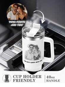 Gepersonaliseerde naamfoto verjaardagsbloem 40 Oz glas, roestvrij staal glas met rietje handvat, verjaardagsmaand bloem glas, geweldig cadeau