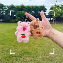 1 件缓解压力的泡泡毛绒卡通豚鼠钥匙扣包包吊坠娃娃，实际商品颜色可能与图片不同