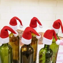 10 件圣诞装饰配件 - 圣诞迷你帽、酒瓶帽、刀叉帽、瓶装礼品套装、家居装饰、餐厅、酒吧、咖啡厅、婚礼、派对装饰、朋友礼物、圣诞礼物、新年礼物。、圣诞礼物、圣诞快乐 - 彩色 - 查看 1