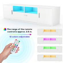 OYAJIA Modern LED TV Unit 1600mm White Modern TV Stand Cabinet With Ambient Lights(USB Powered) For 32 40 43 50 52 55 60 65 Inch 4k TV Living Room And Bedroom Furniture With Storages And Shelves - White - View 6