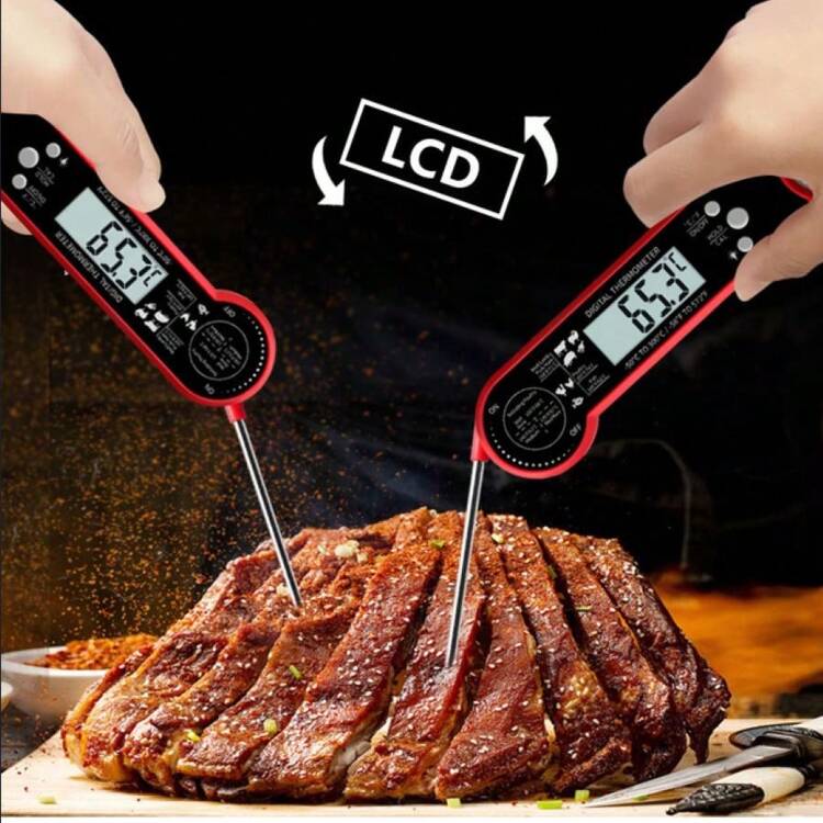 Nhiệt kế đo nhiệt độ thực phẩm có thể gập lại, dùng cho nấu ăn trong bếp, nướng, BBQ, thịt - Nhiều màu - Xem 4